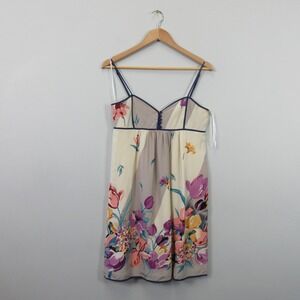 Yumi Kim 100% Silk Floral Print Spaghetti Strap Mini Dress Women Sz M Y2K Fairy